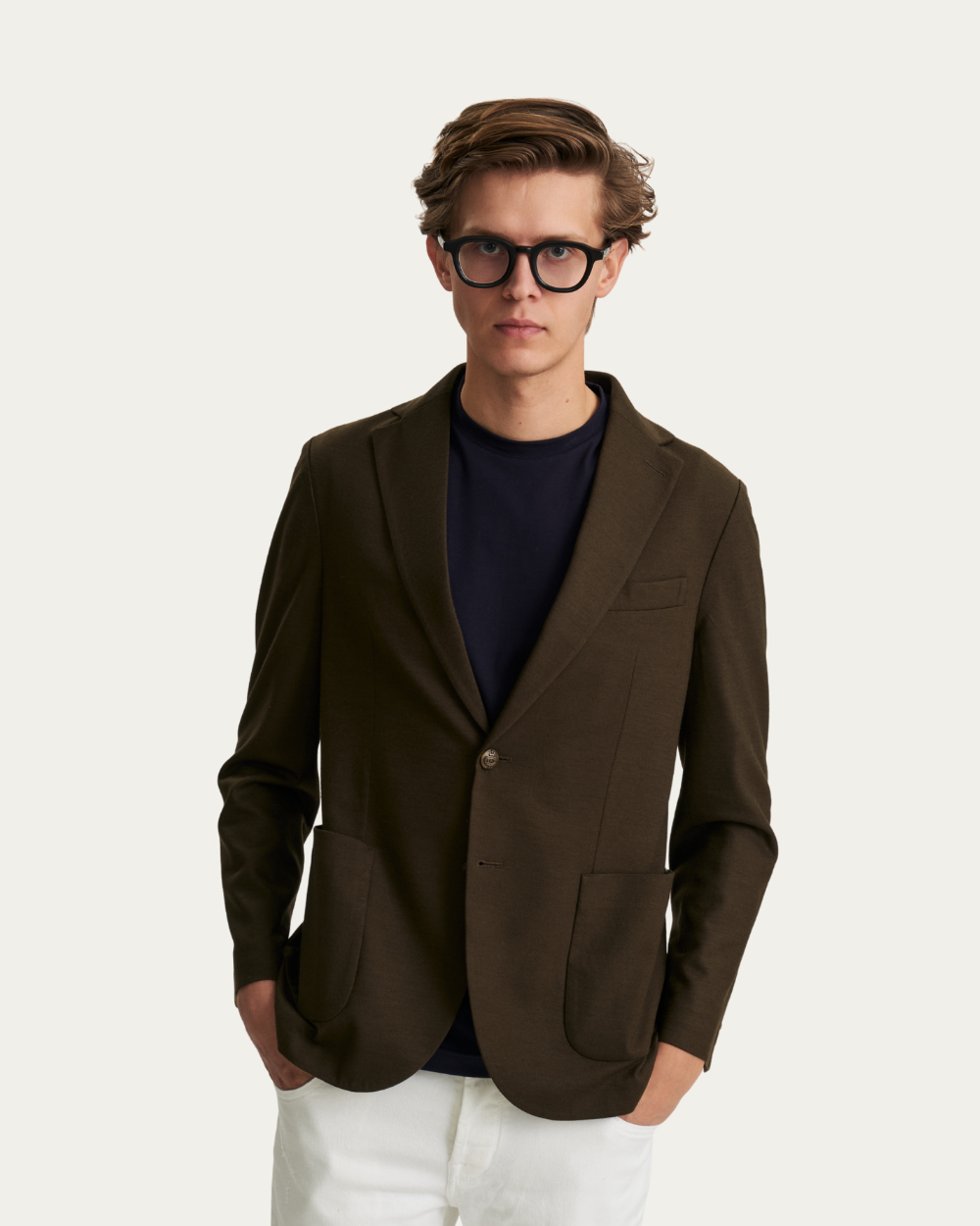 Marynarka z wełny i kaszmiru w kolorze khaki | CIRCOLO 1901