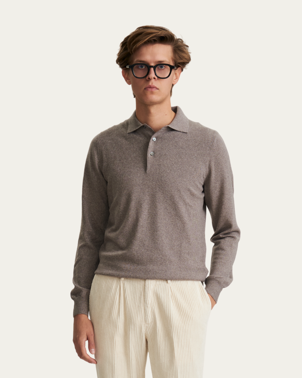 Sweter polo w kolorze taupe | BERG’S
