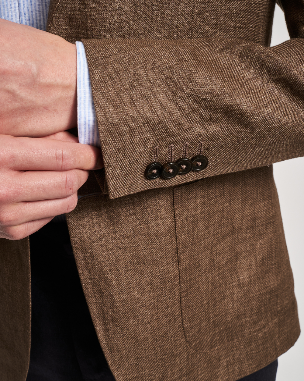 Brown Single-Breasted Linen Jacket | BERG’S