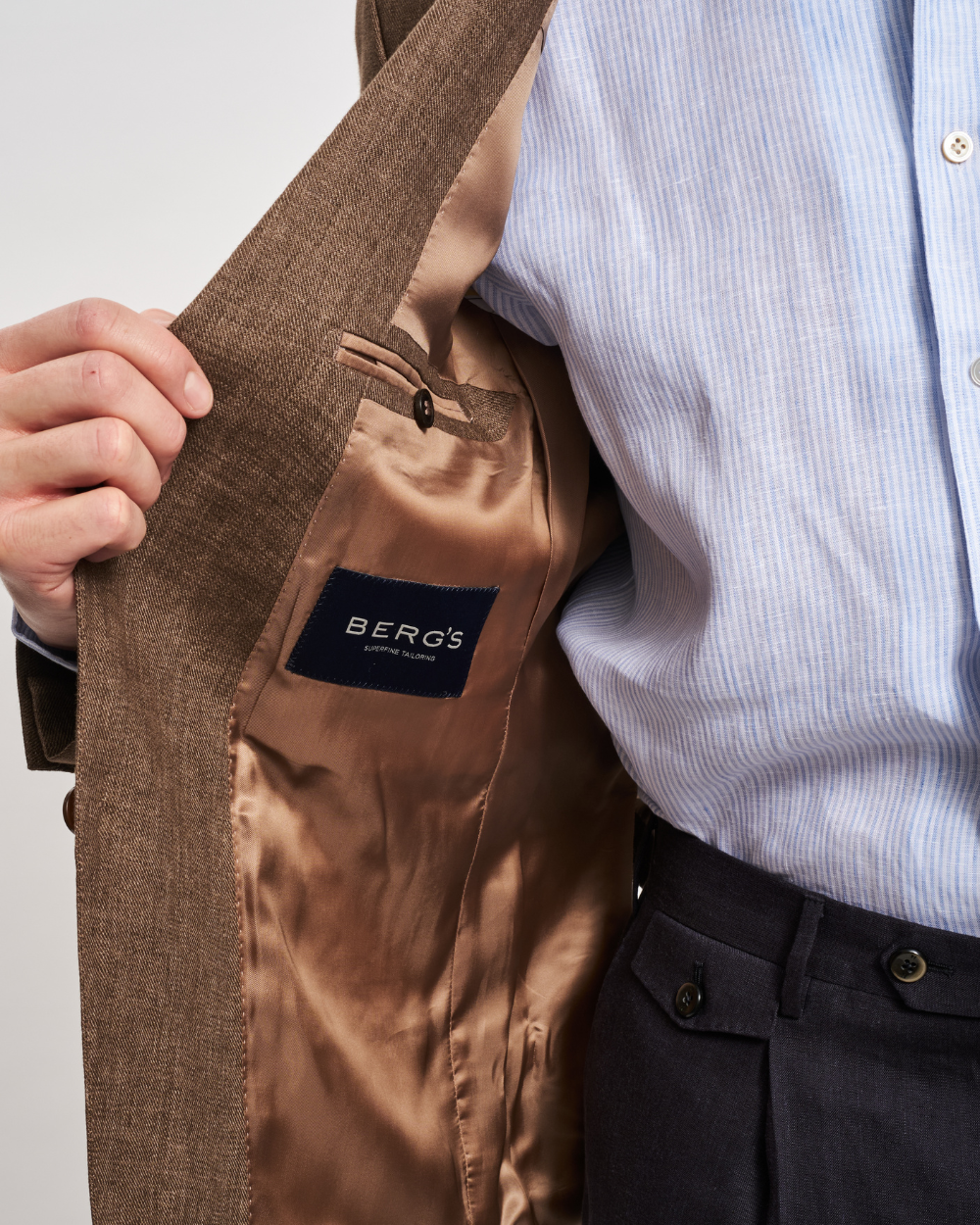 Brown Single-Breasted Linen Jacket | BERG’S