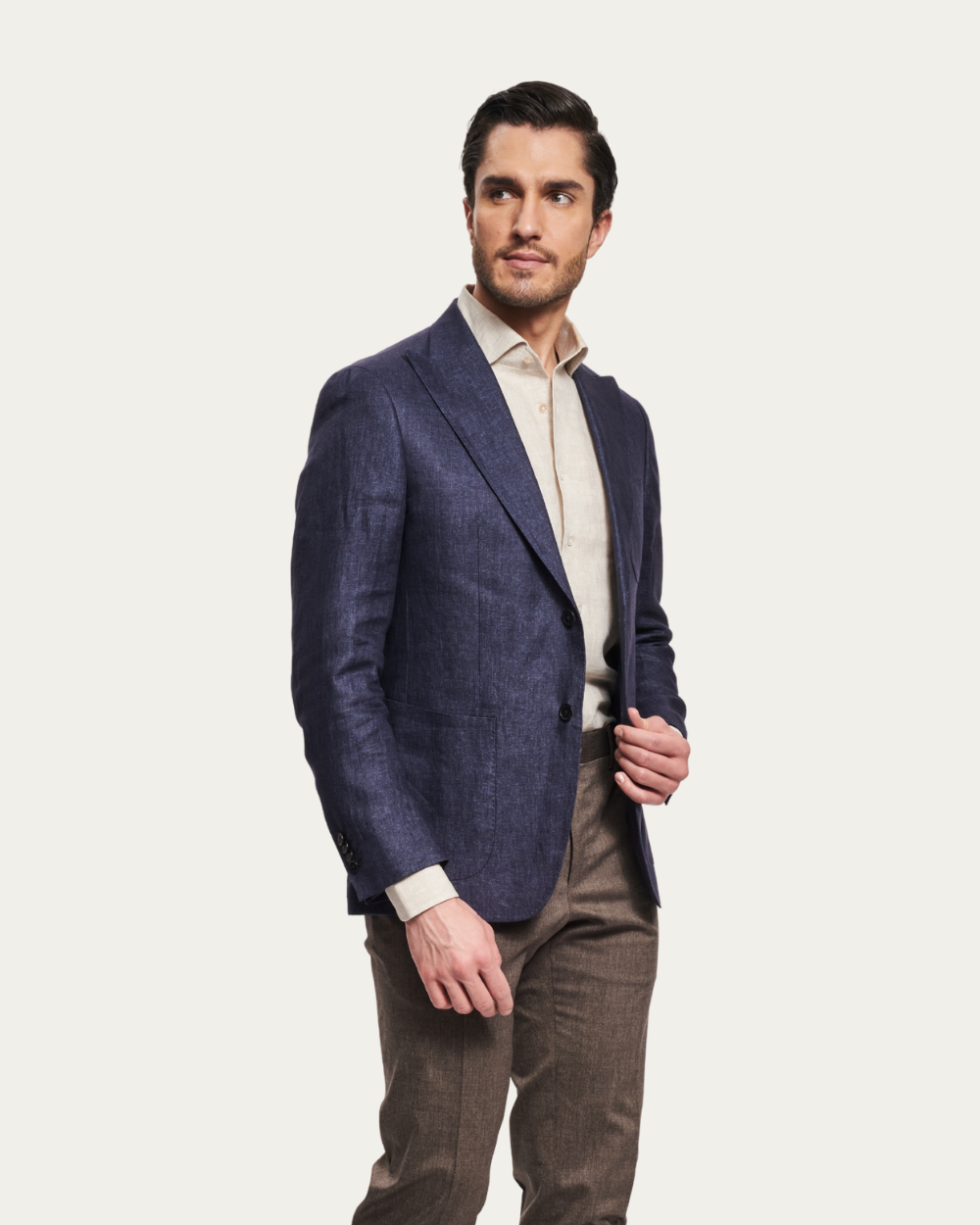 Marynarka lniana jednorzędowa w kolorze granatowym | BERG’S