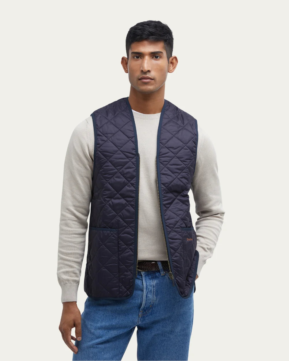 Quilted Waistcoat Zip-in Liner Navy Vest | Barbour