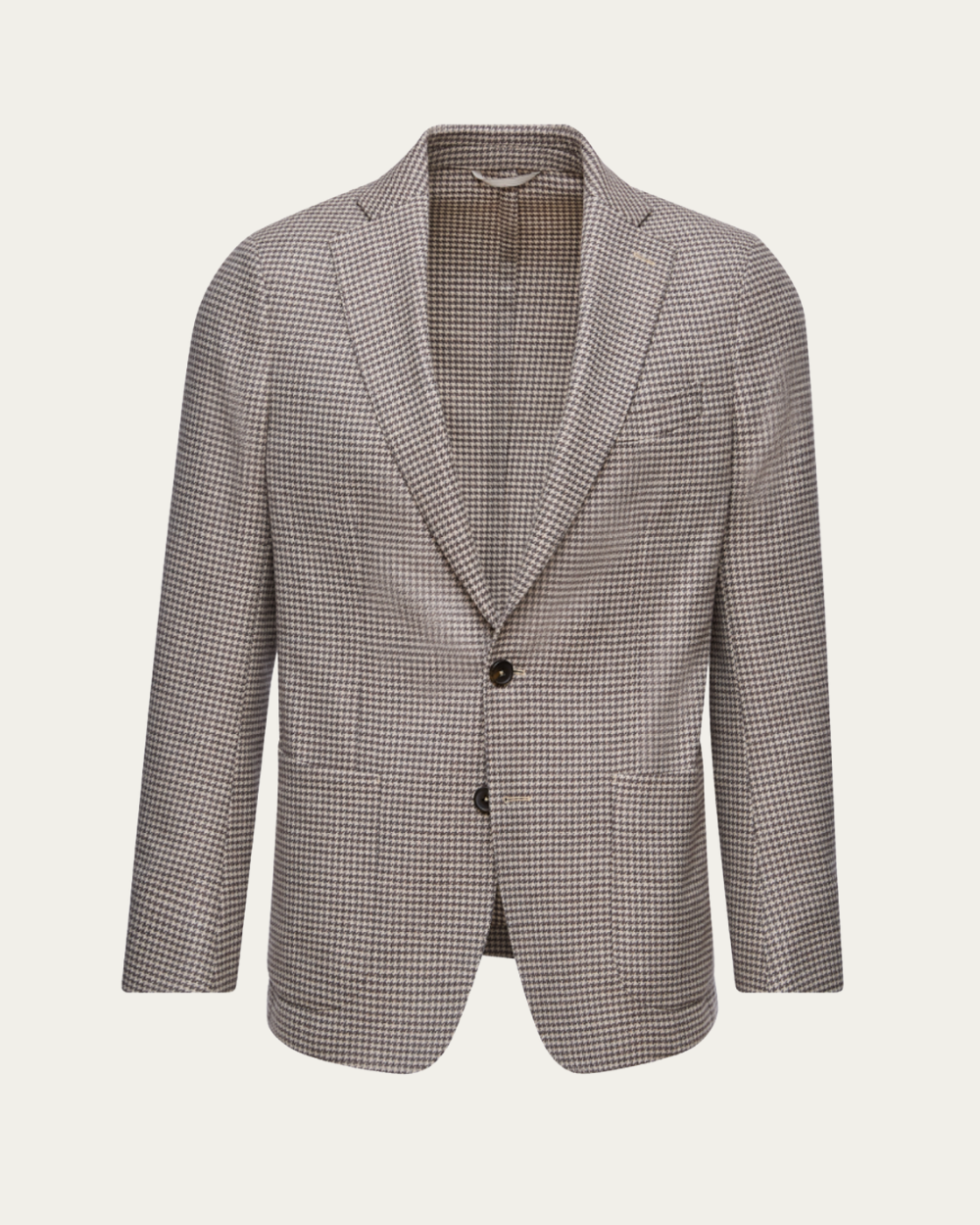 Beige Houndstooth Twill Soft Jacket | Emanuel Berg