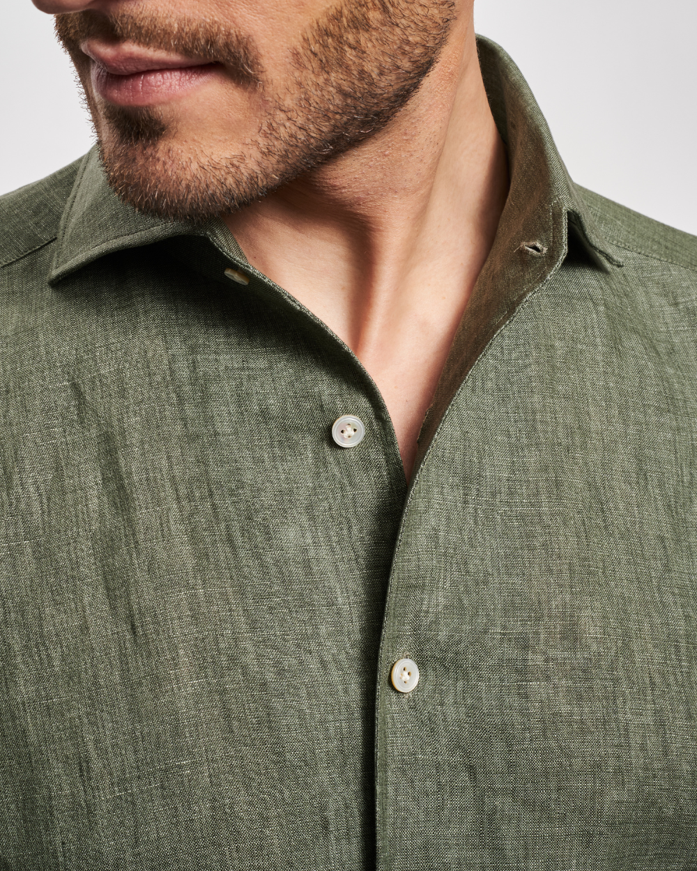Olive Green Linen Fontalina Shirt | BERG’S