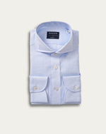 Blue Cotton Linen Harvard Shirt