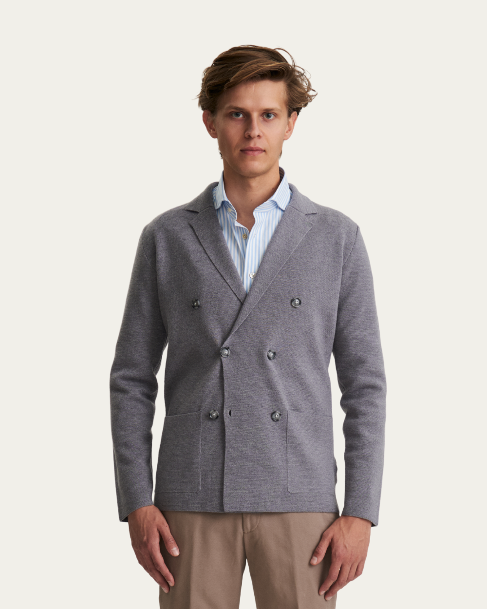 Szary dwurzędowy sweter | Ferrante