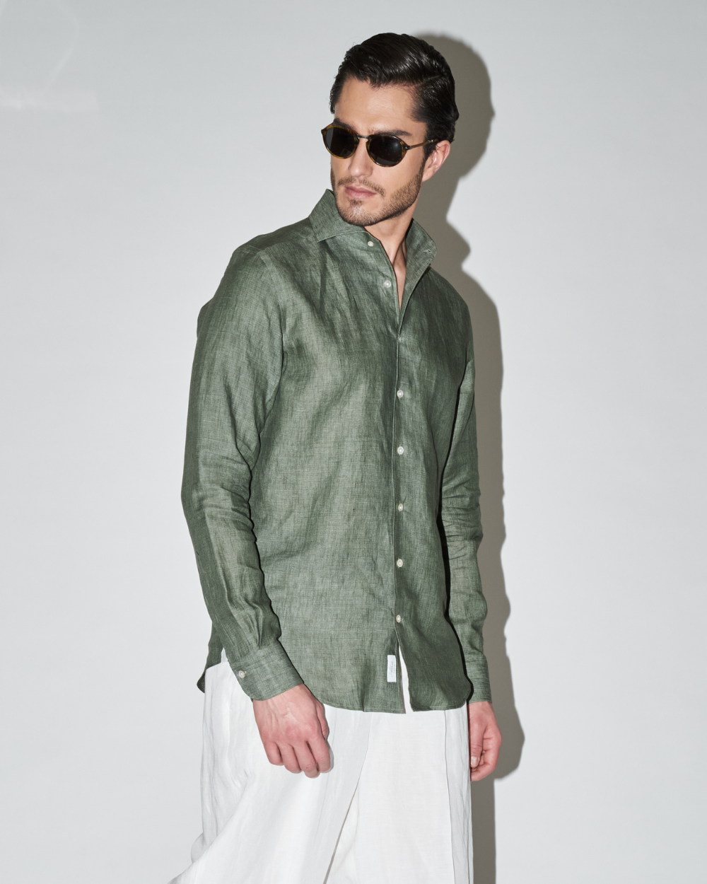 Olive Green Linen Fontalina Shirt | BERG’S