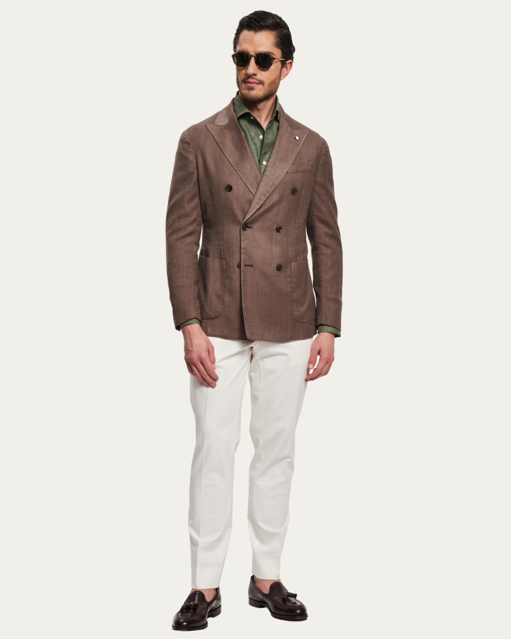 Brązowa, dwurzędowa marynarka w jodełkę | L.B.M 1911