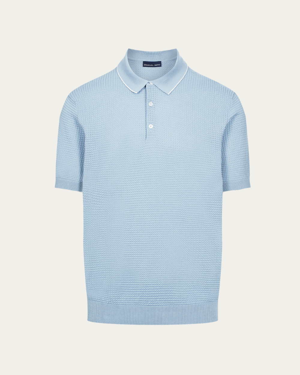 Baby Blue Lightweight Textured Polo | Emanuel Berg