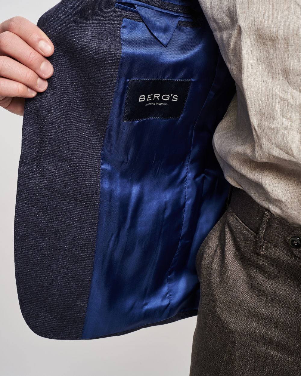 Marynarka lniana jednorzędowa w kolorze granatowym | BERG’S