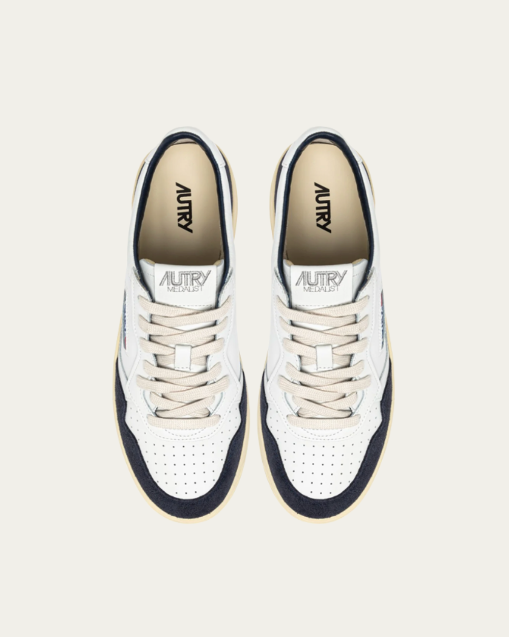 Niskie trampki Medalist z białej skóry i granatowego zamszu  | Autry