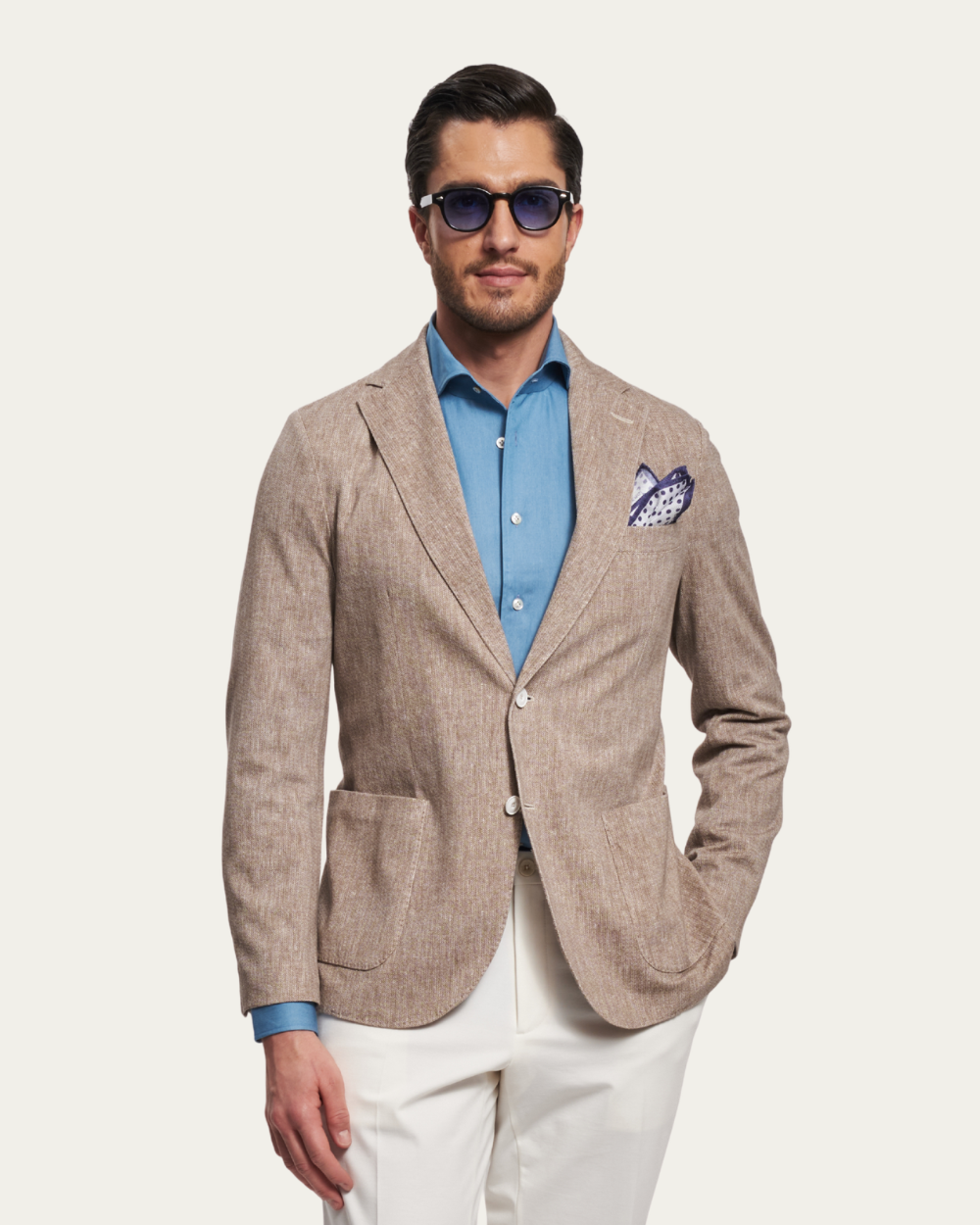 Marynarka jednorzędowa z mieszanki lnu w melanż | CIRCOLO 1901