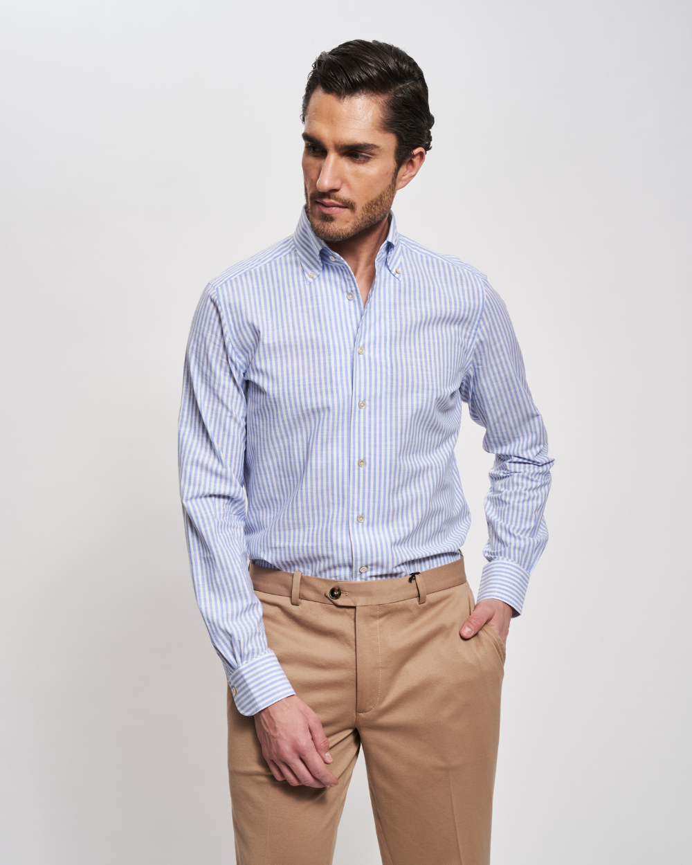 Blue Striped Cotton Bellagio Shirt | BERG’S