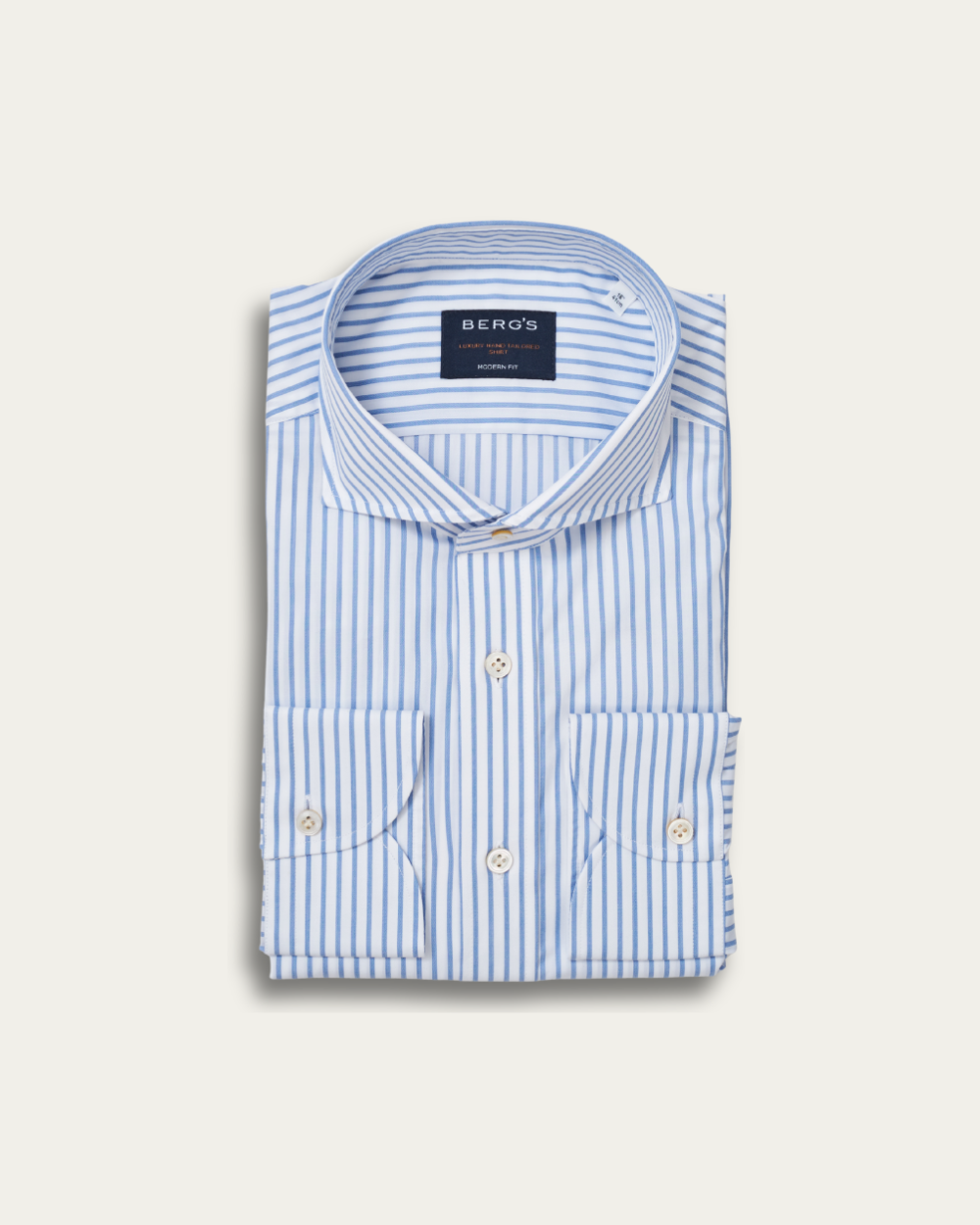 Niebieska koszula w paski z cienkiego twillu | BERG’S