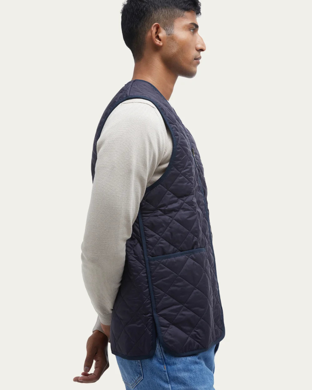 Quilted Waistcoat Zip-in Liner Navy Vest | Barbour